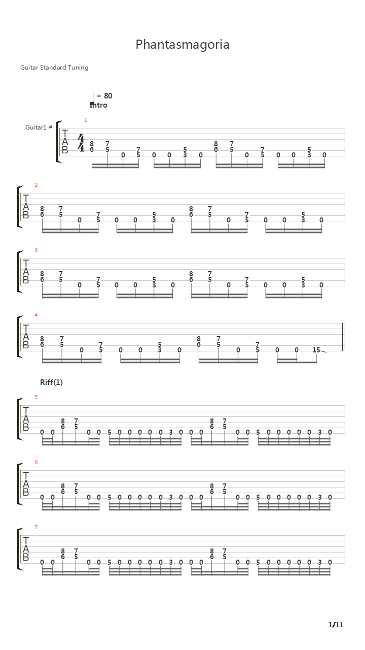 Phantasmagoria吉他谱