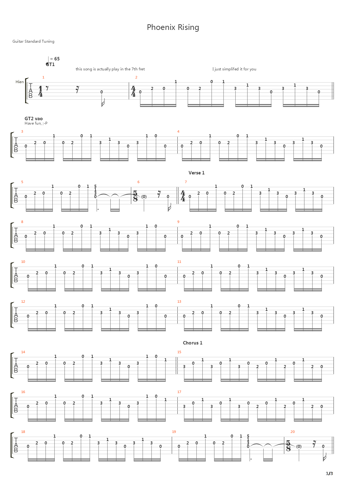 Phoenix Rising吉他谱