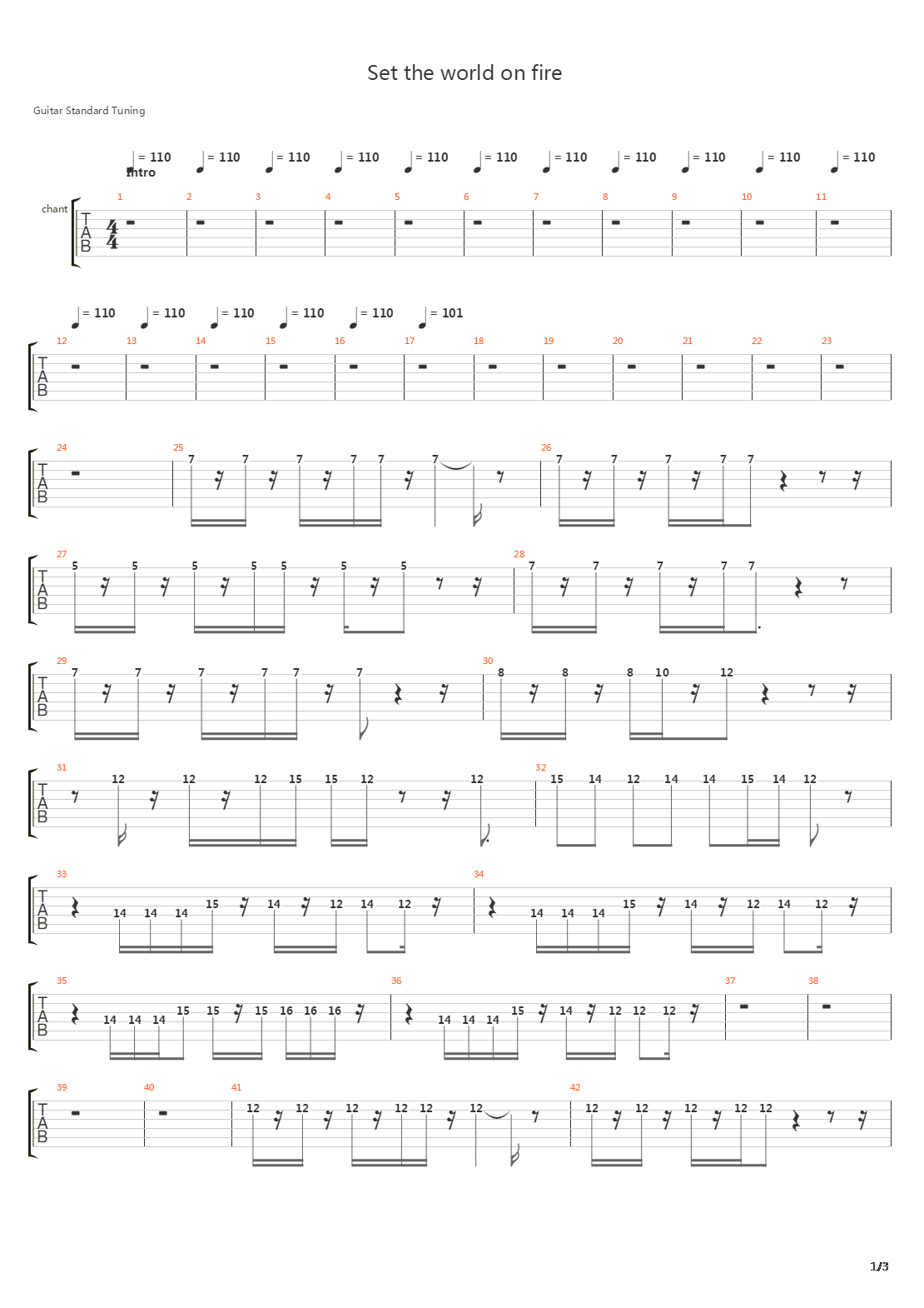 Set The World On Fire吉他谱