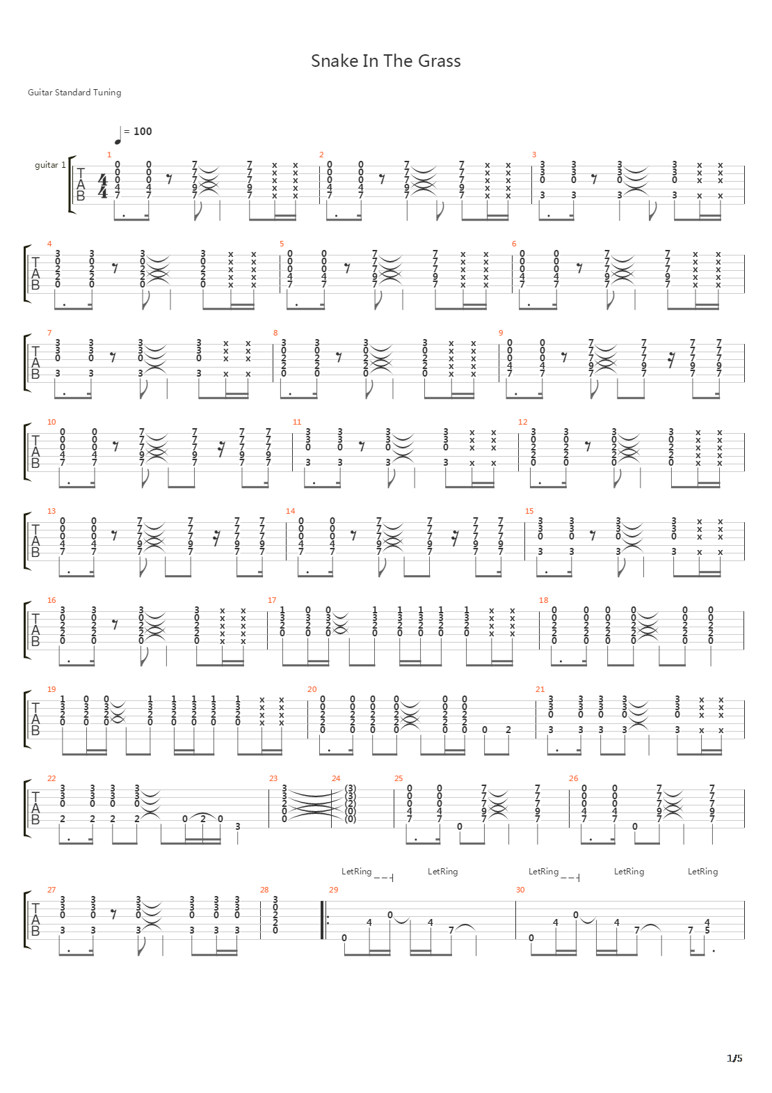 Snake In The Grass吉他谱