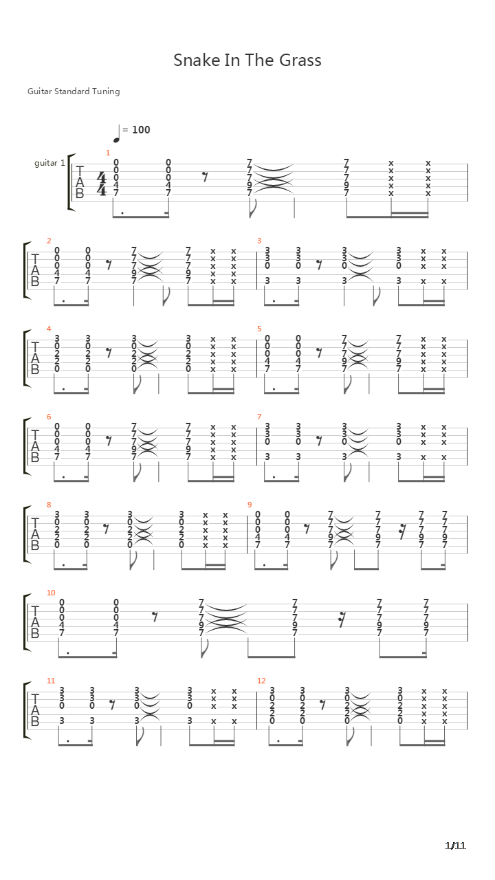 Snake In The Grass吉他谱