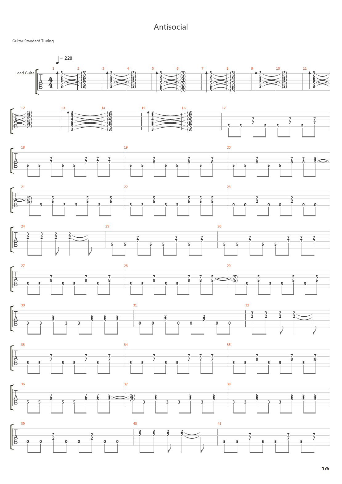 Antisocial吉他谱