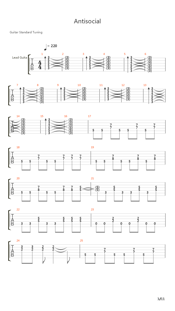 Antisocial吉他谱