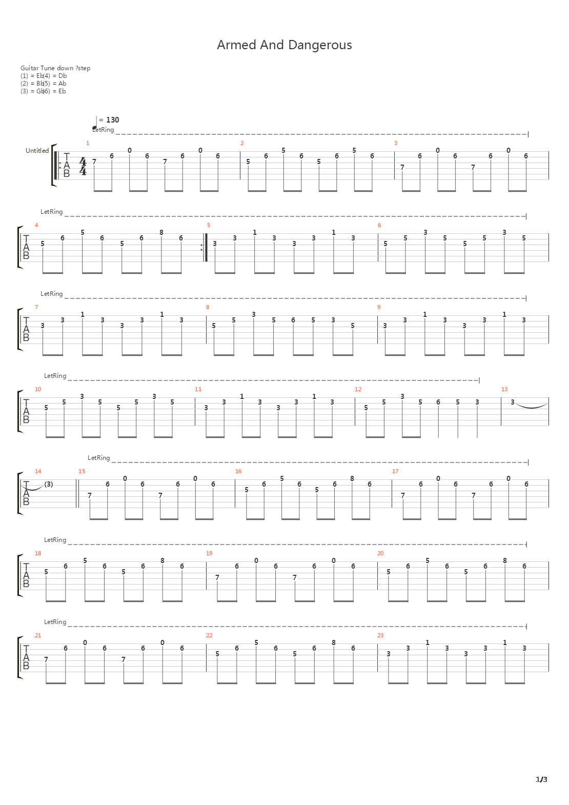 Armed And Dangerous吉他谱