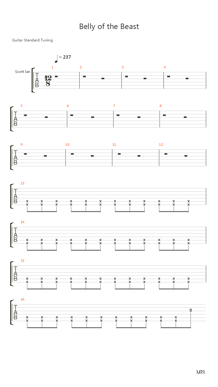 Belly Of The Beast吉他谱