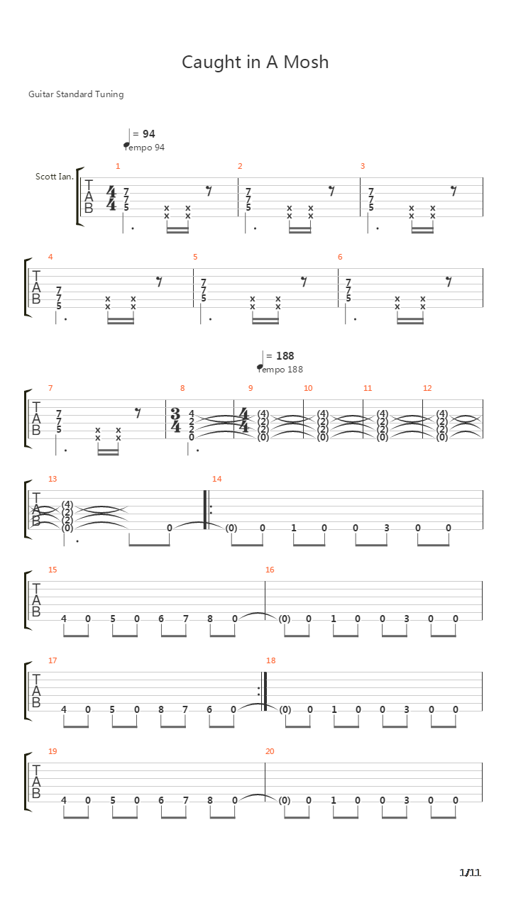 Caugh In A Mosh吉他谱