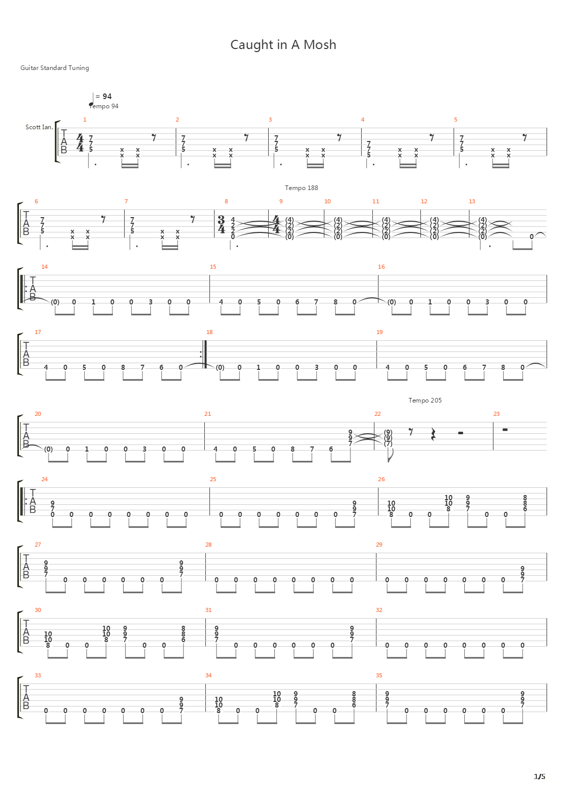 Caught In A Mosh吉他谱