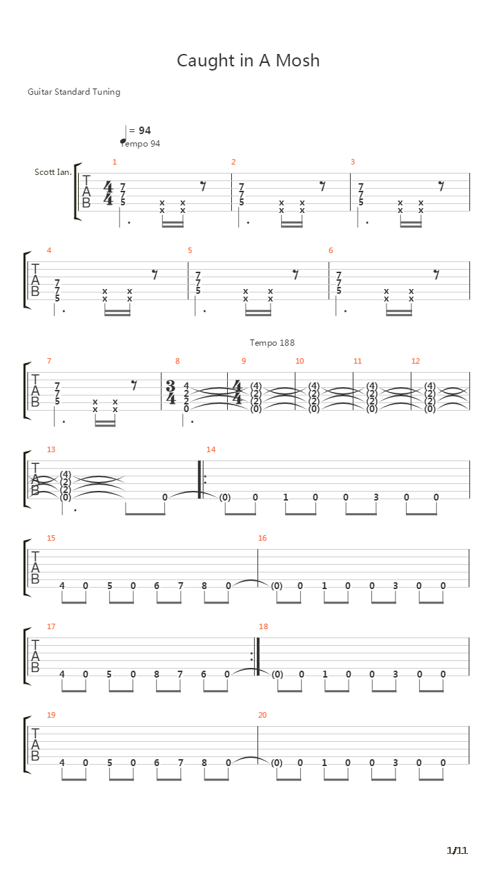 Caught In A Mosh吉他谱