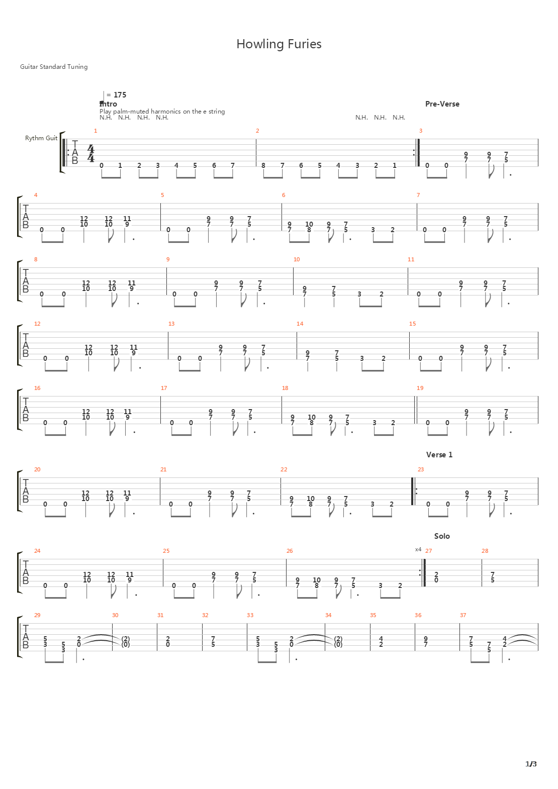 Howling Furies吉他谱