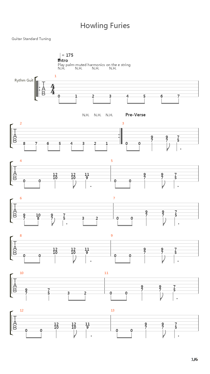 Howling Furies吉他谱