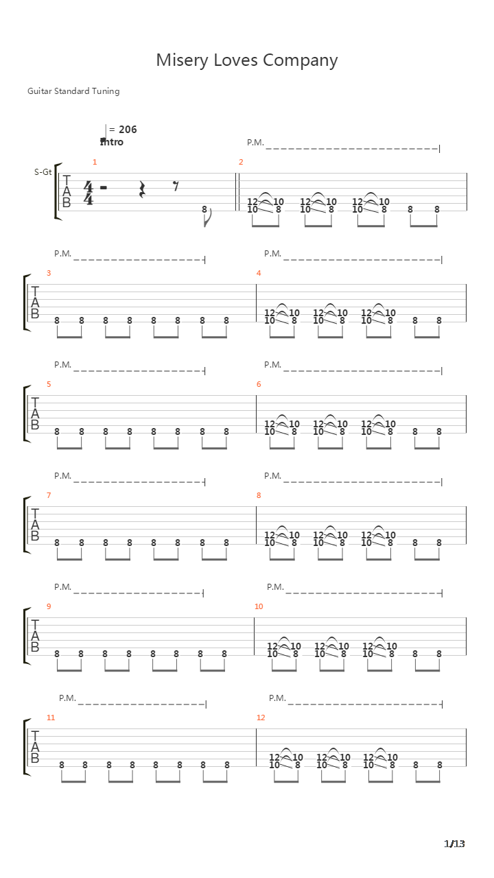 Misery Loves Company吉他谱