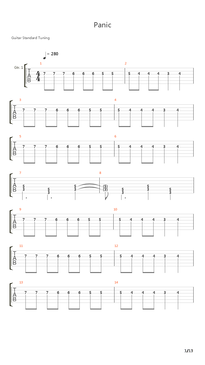 Panic吉他谱