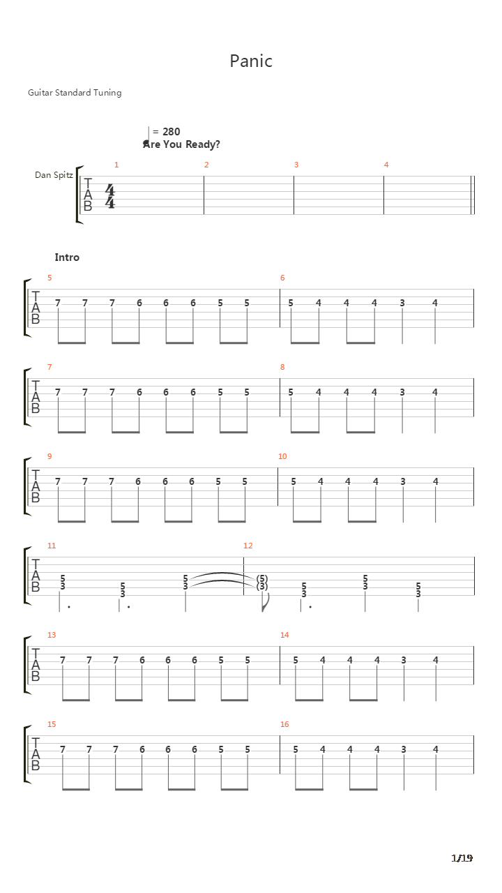 Panic吉他谱