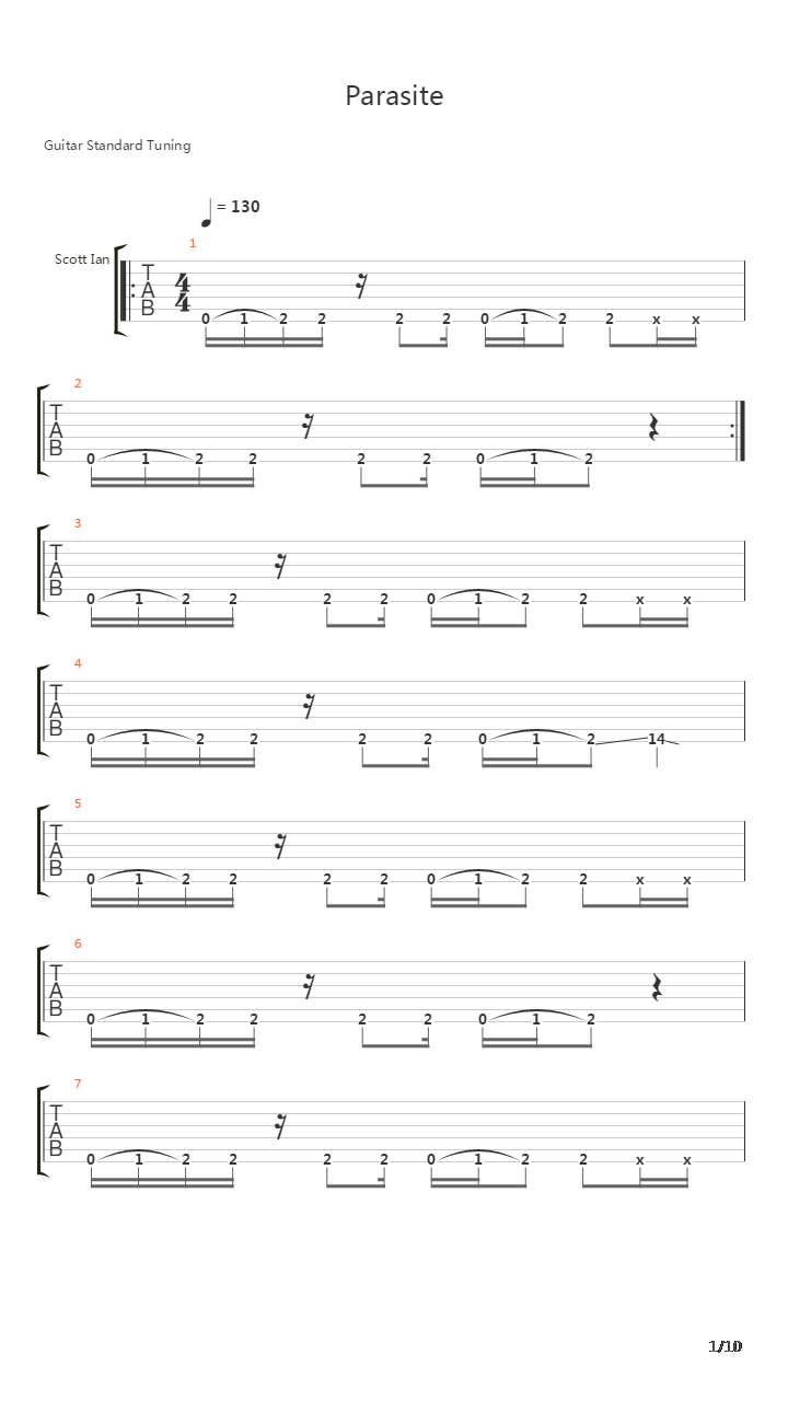 Parasite吉他谱