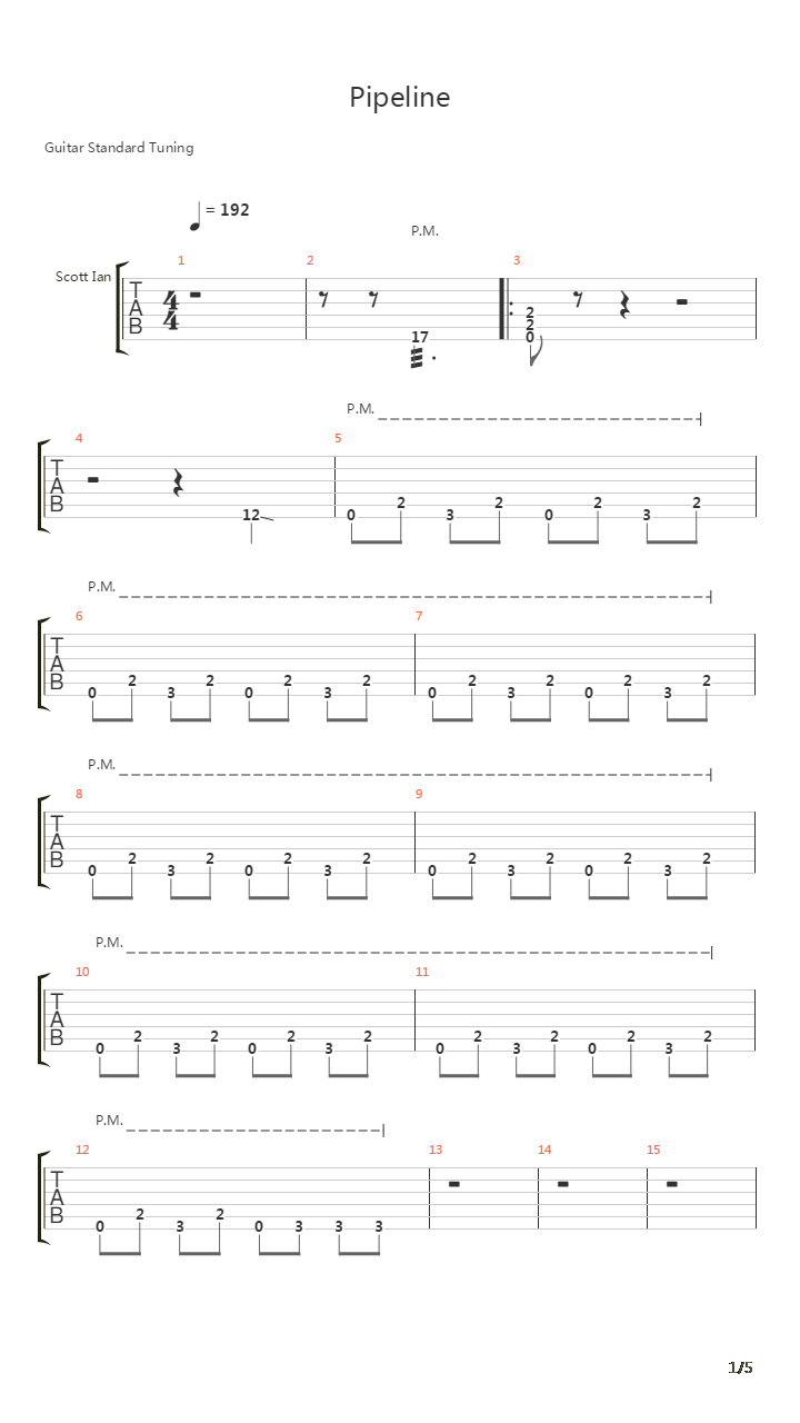 Pipeline吉他谱