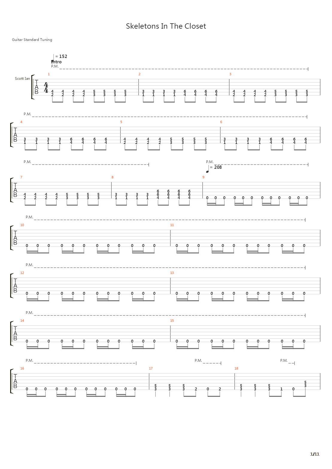 Skeleton In The Closet吉他谱