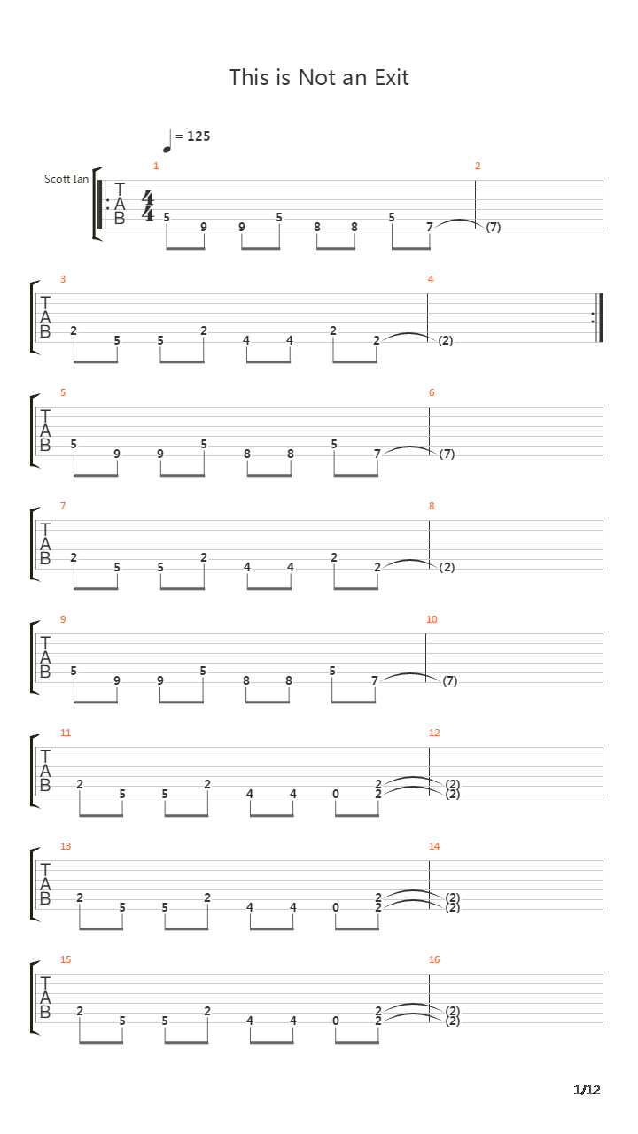 This Is Not An Exit吉他谱