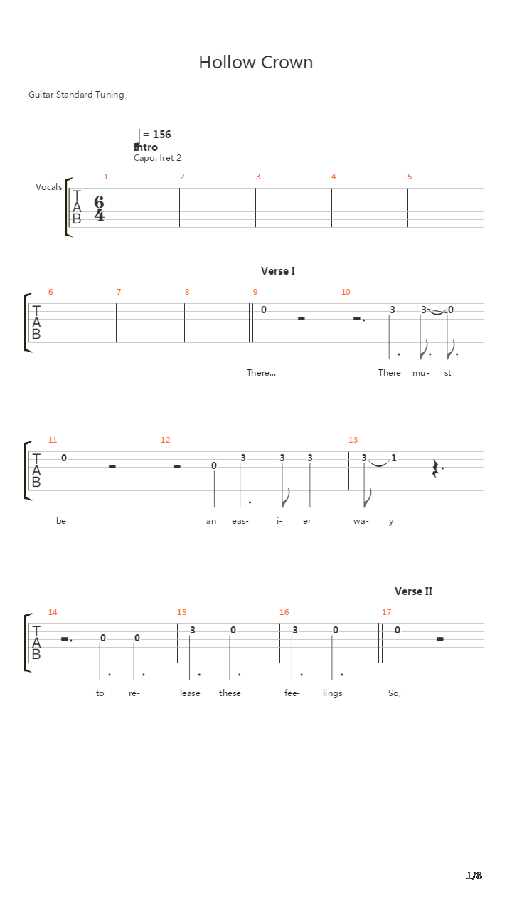 Hollow Crown吉他谱