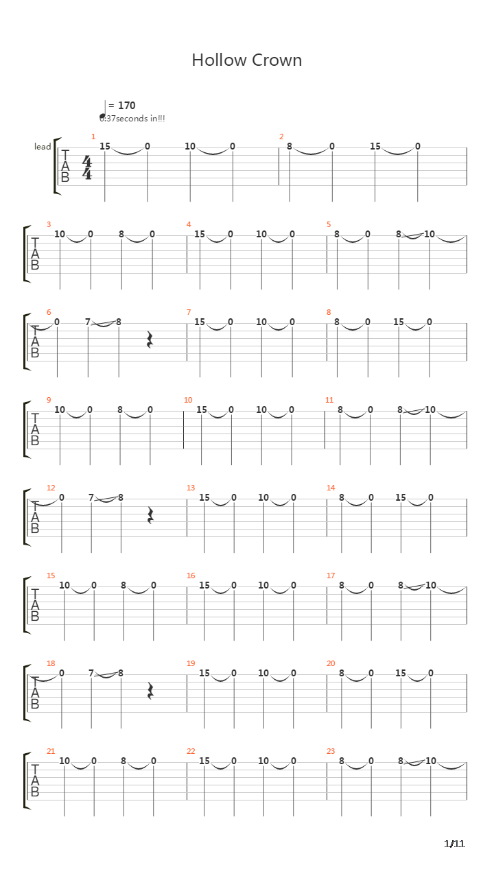 Hollow Crown吉他谱