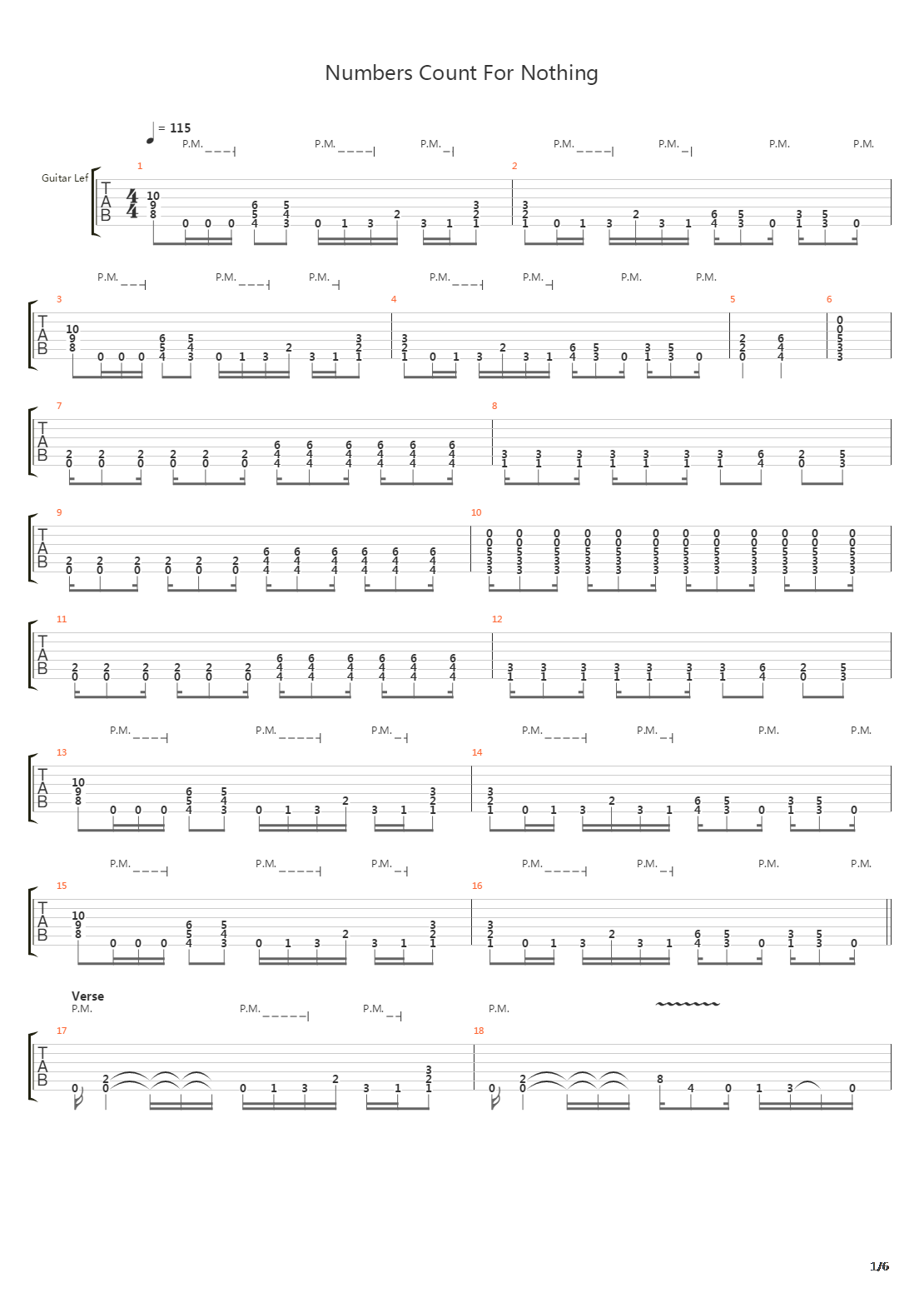 Numbers Count For Nothing吉他谱