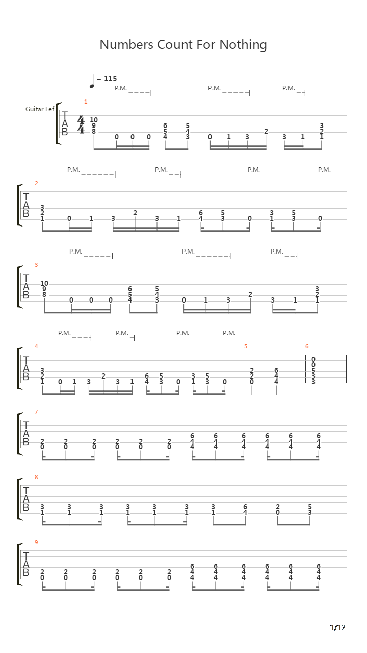Numbers Count For Nothing吉他谱