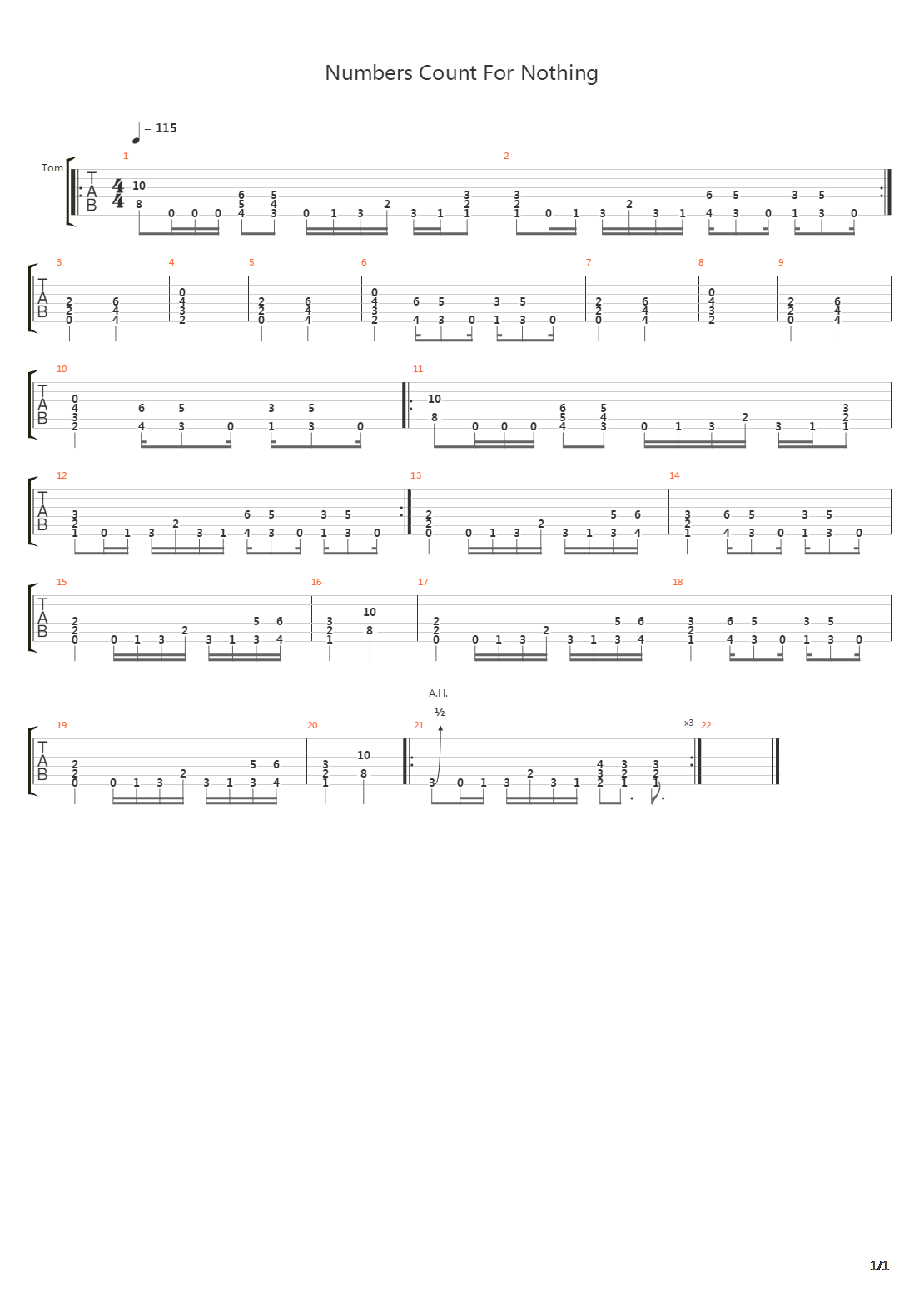 Numbers Count For Nothing吉他谱