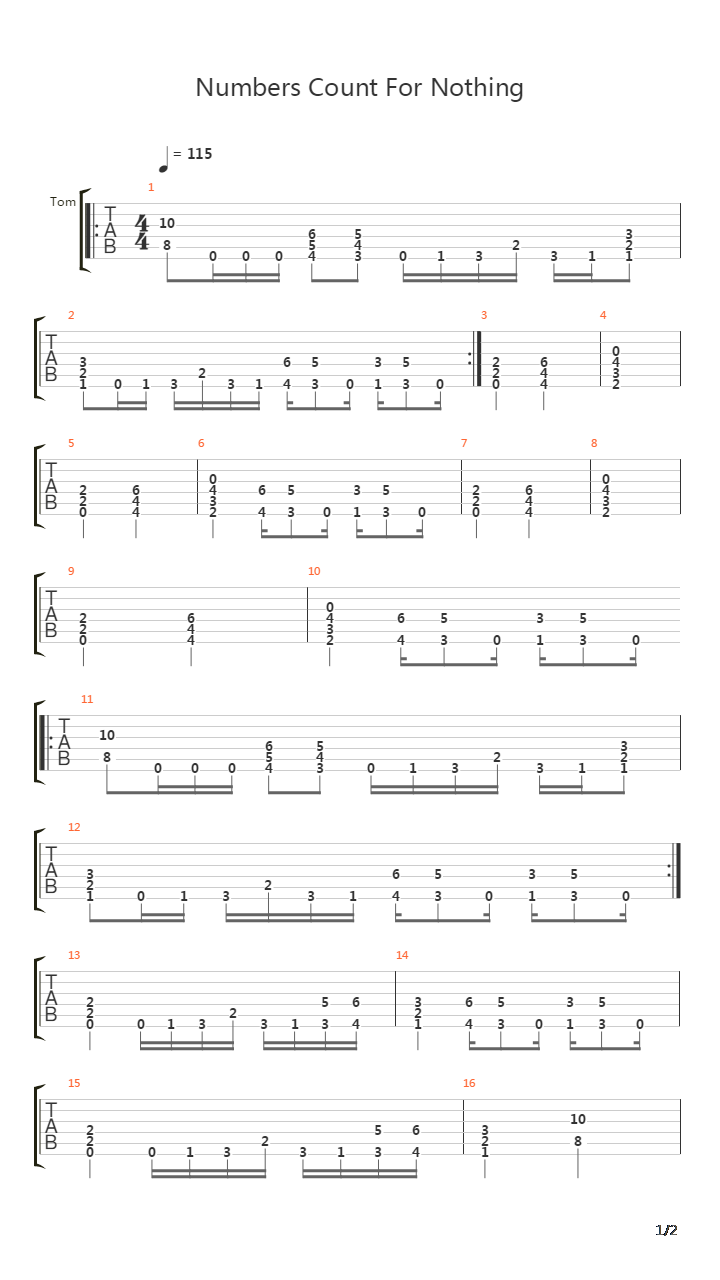 Numbers Count For Nothing吉他谱
