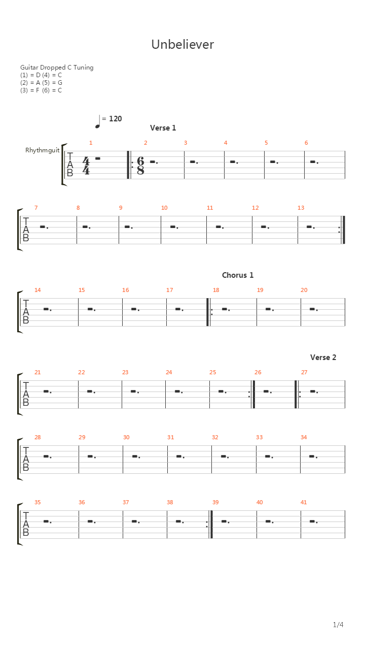 Unbeliever吉他谱