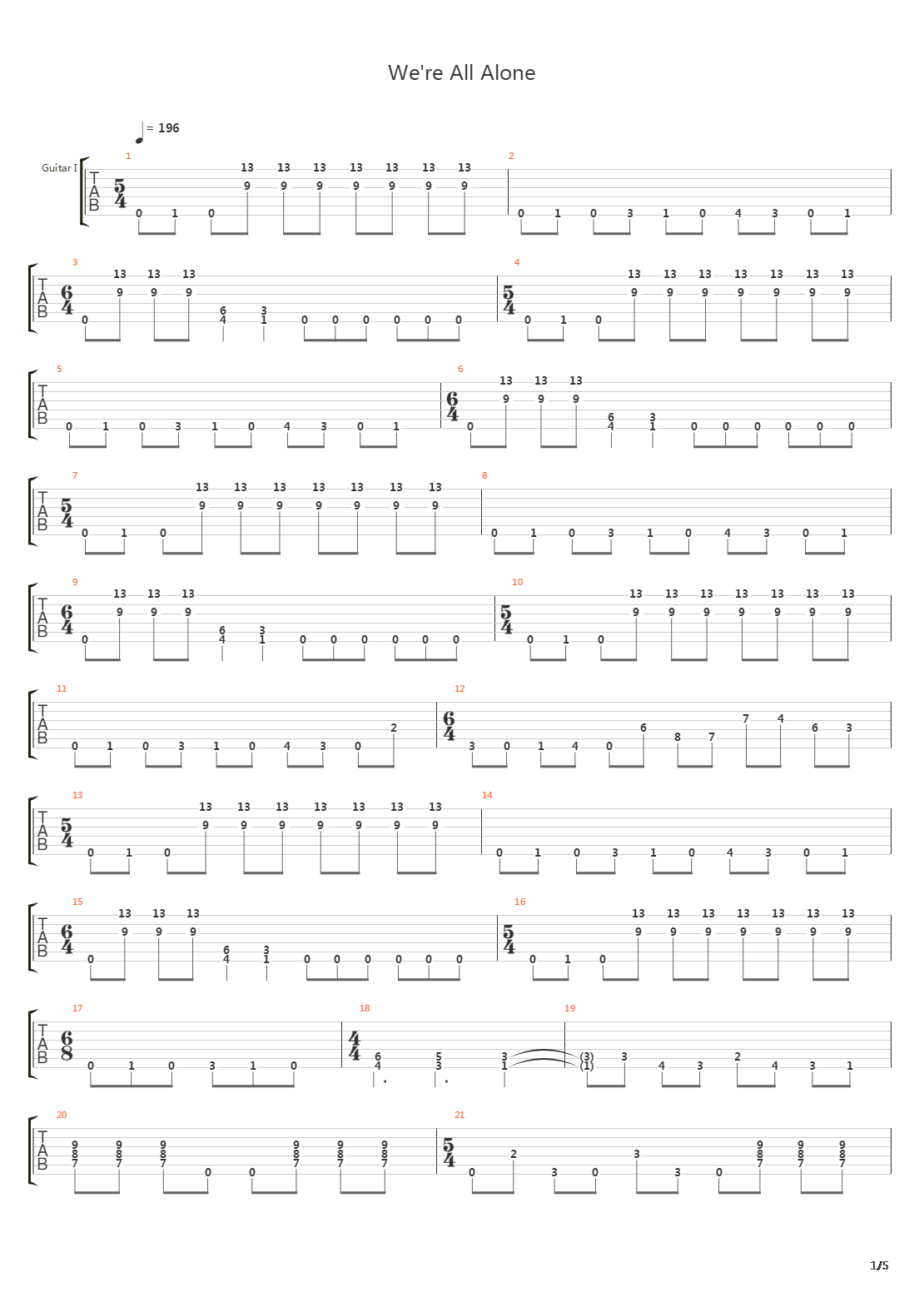Were All Alone吉他谱