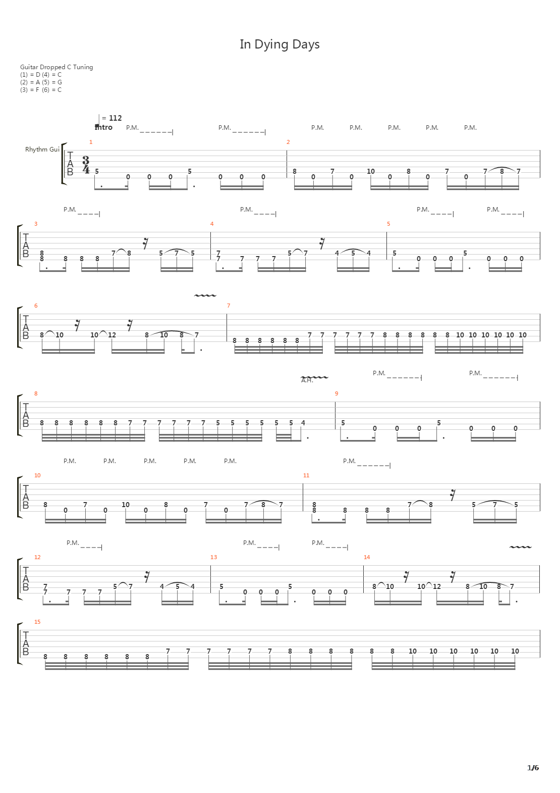 In Dying Days吉他谱