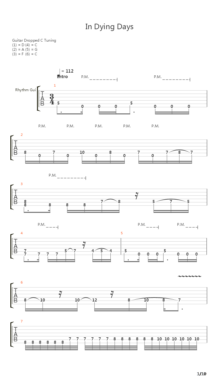 In Dying Days吉他谱