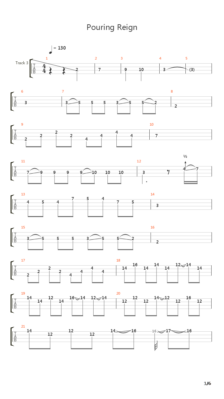 Pouring Reign吉他谱
