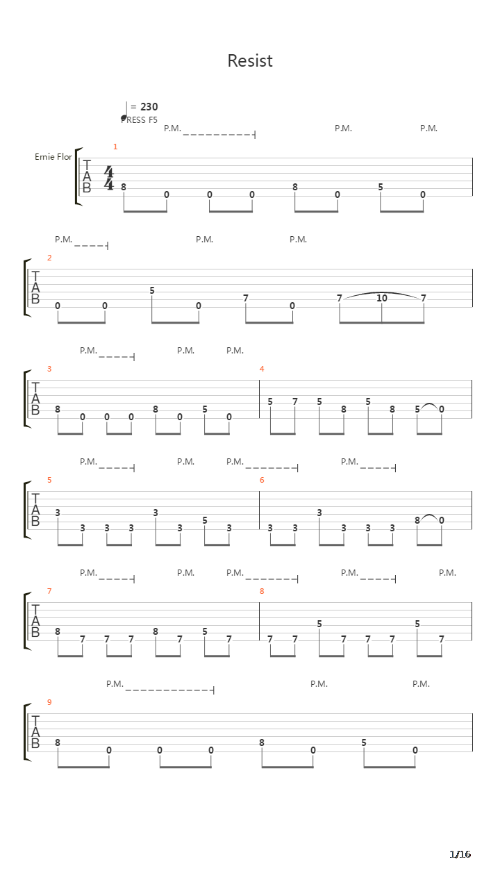 Resist吉他谱