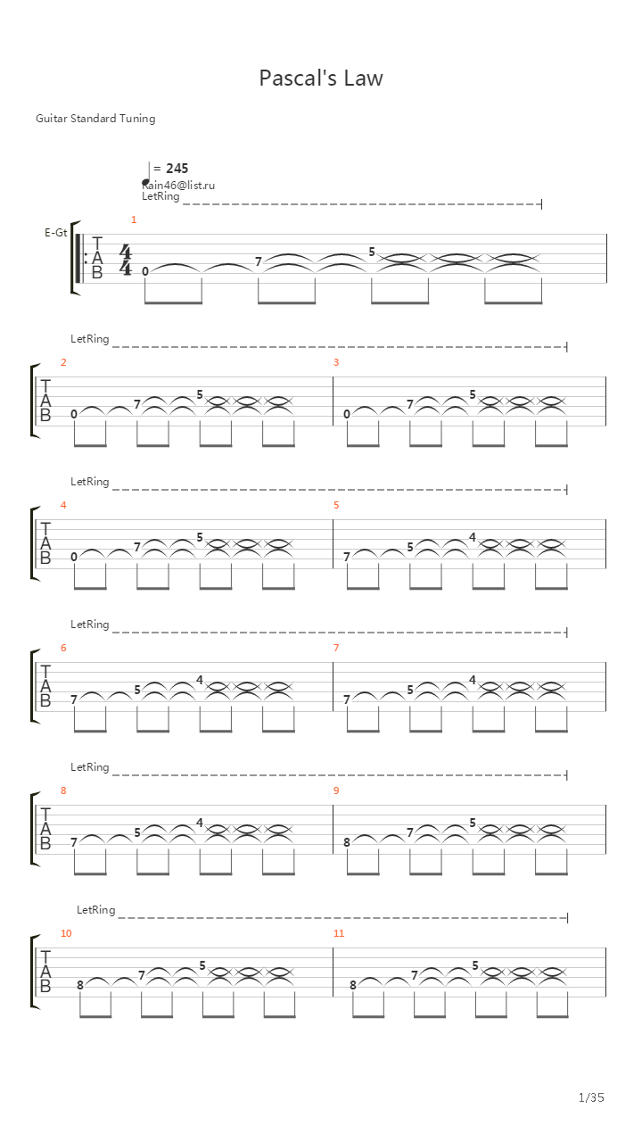 Pascal's law吉他谱