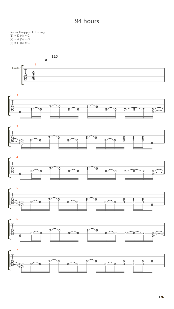 94 Hours吉他谱
