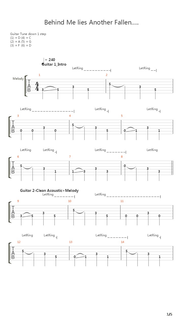 Behind Me Lies Another Fallen Soldier吉他谱