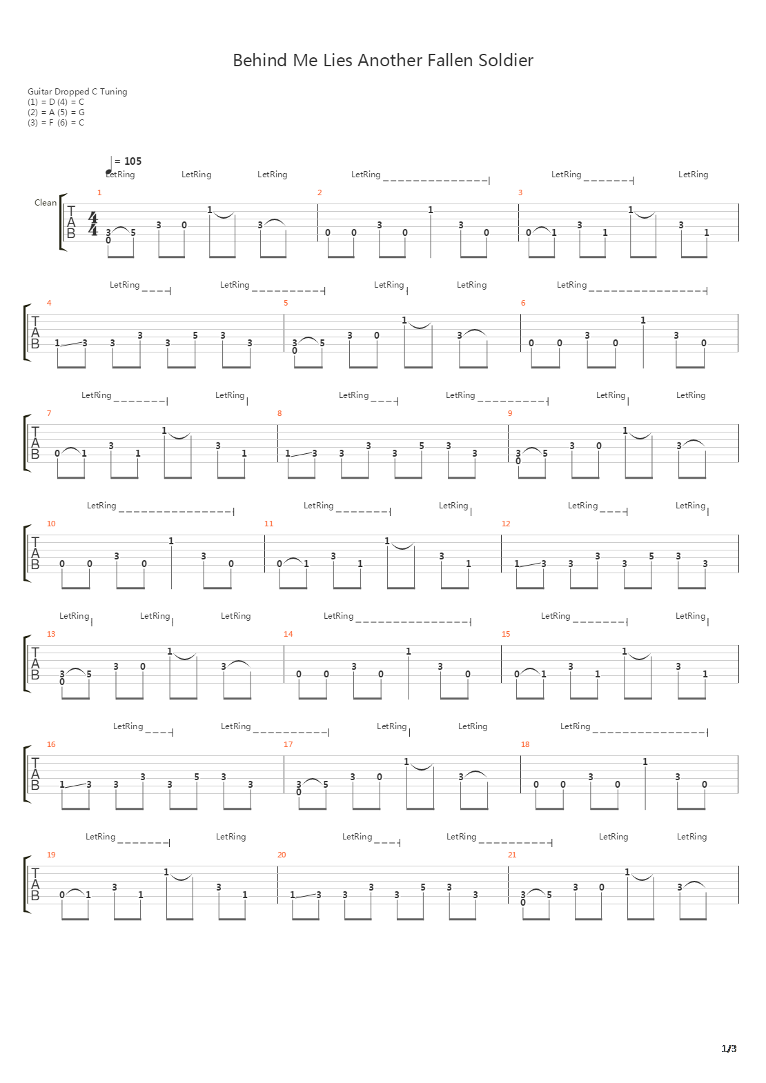 Behind Me Lies Another Fallen Soldier吉他谱