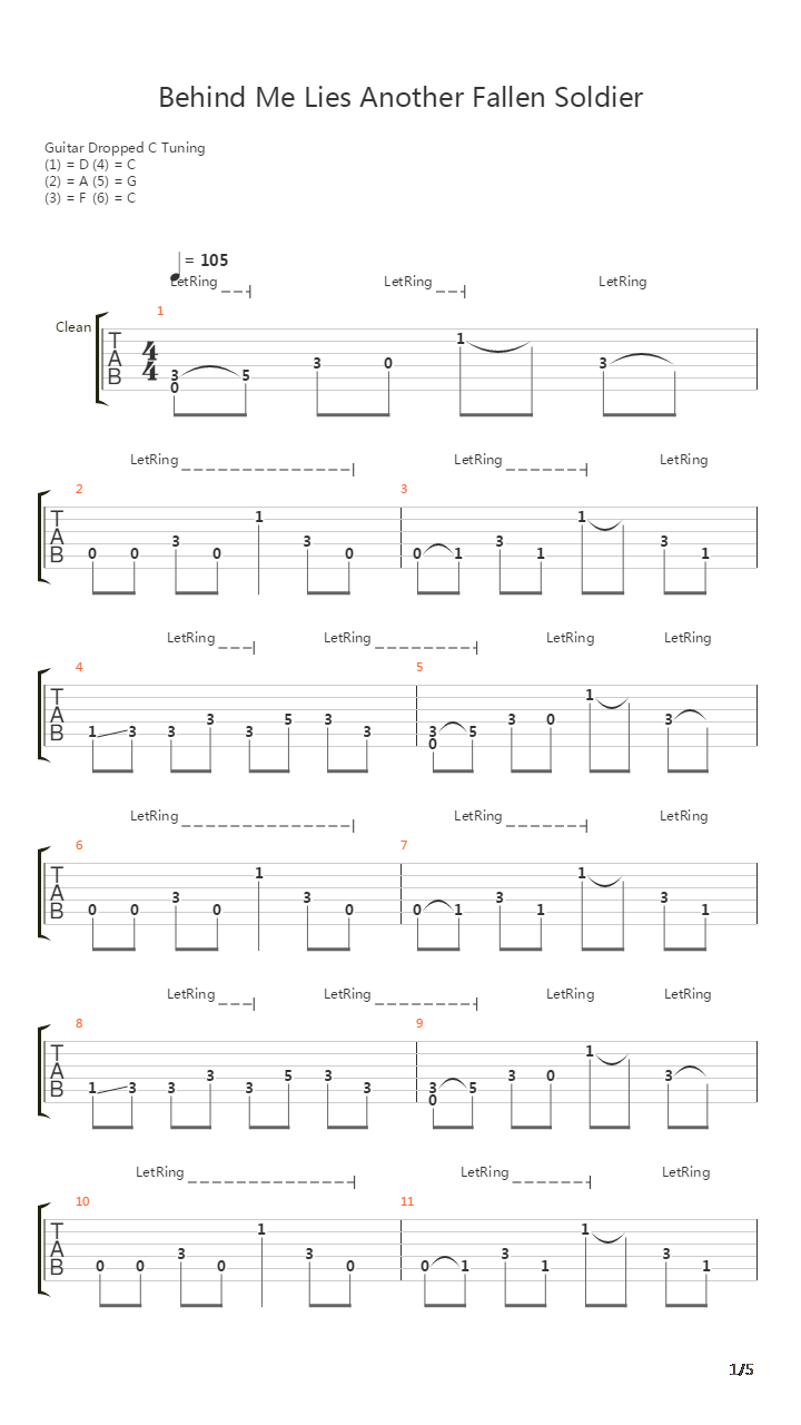 Behind Me Lies Another Fallen Soldier吉他谱