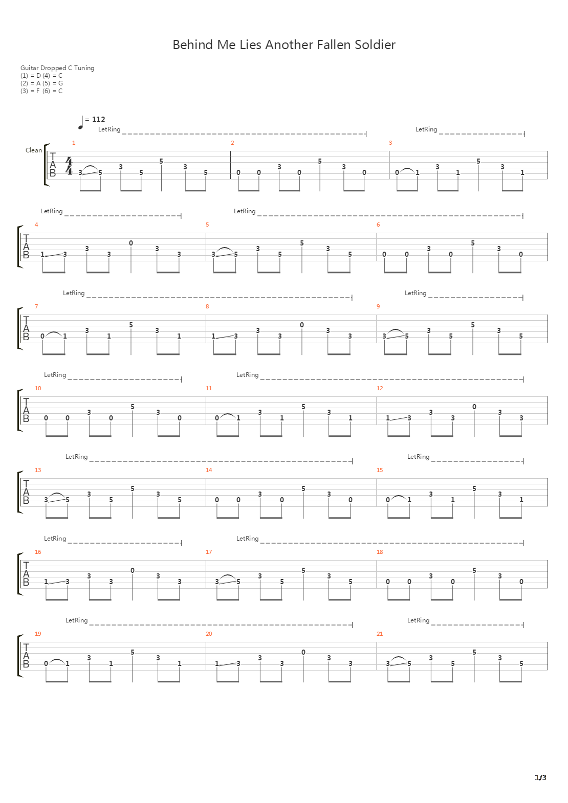 Behind Me Lies Another Fallen Soldier吉他谱