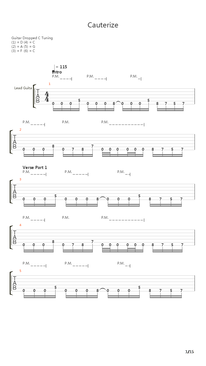Cauterize吉他谱