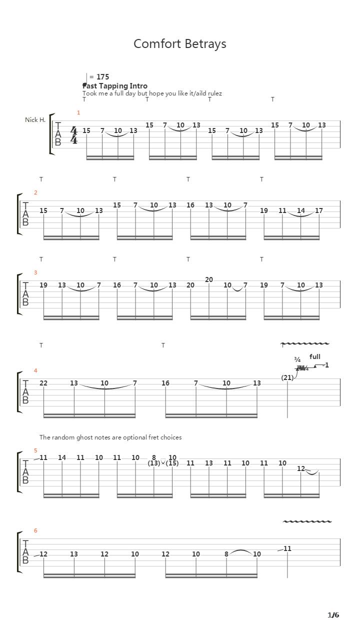 Comfort Betrays吉他谱