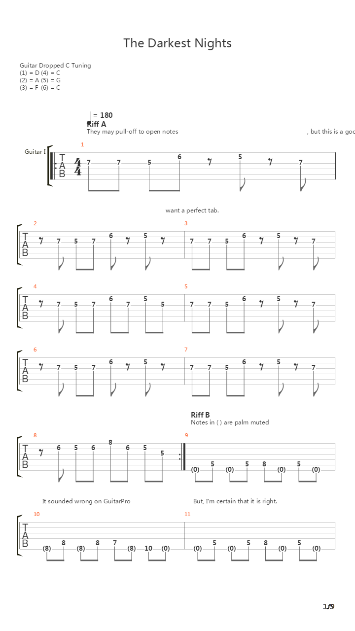 Darkest Nights吉他谱