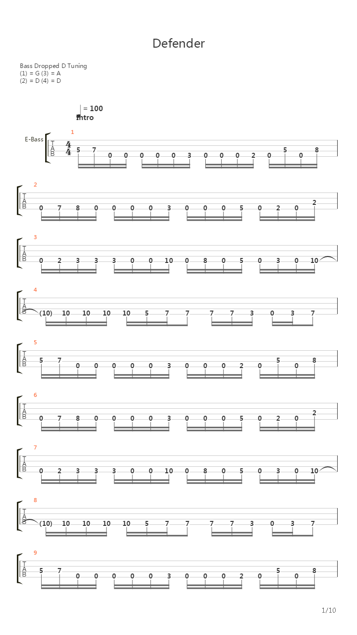 Defender吉他谱