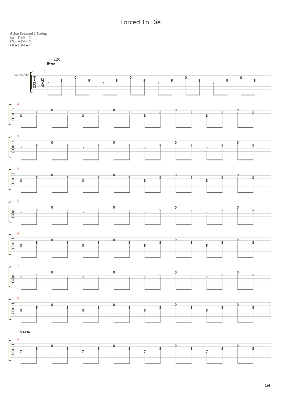 Forced To Die吉他谱