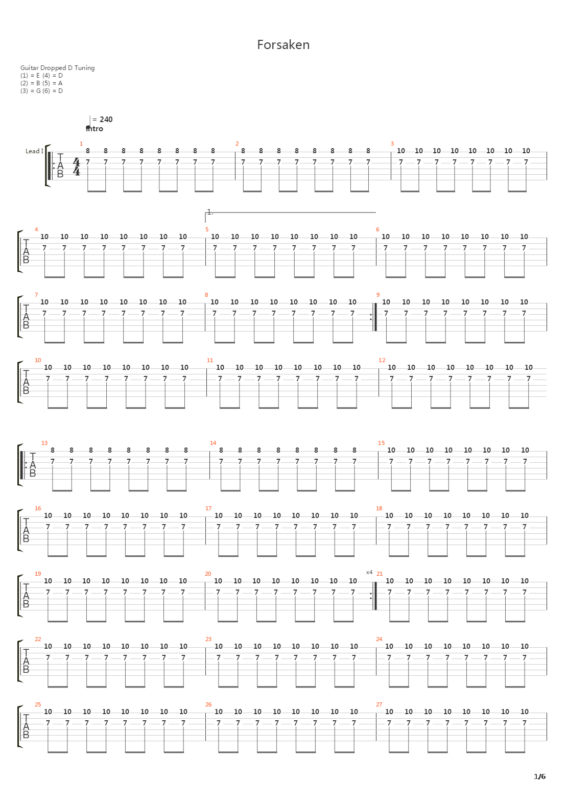 Forsaken吉他谱