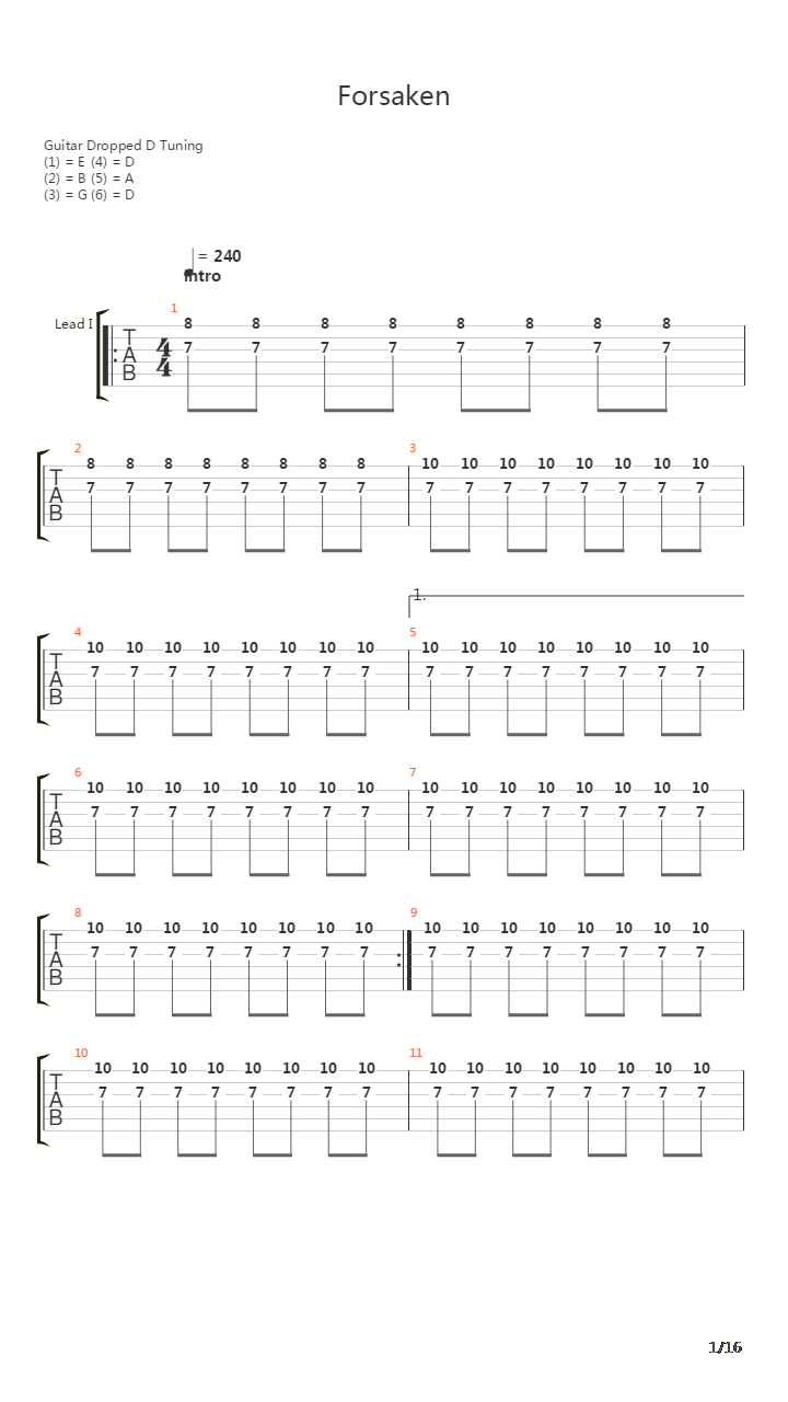 Forsaken吉他谱