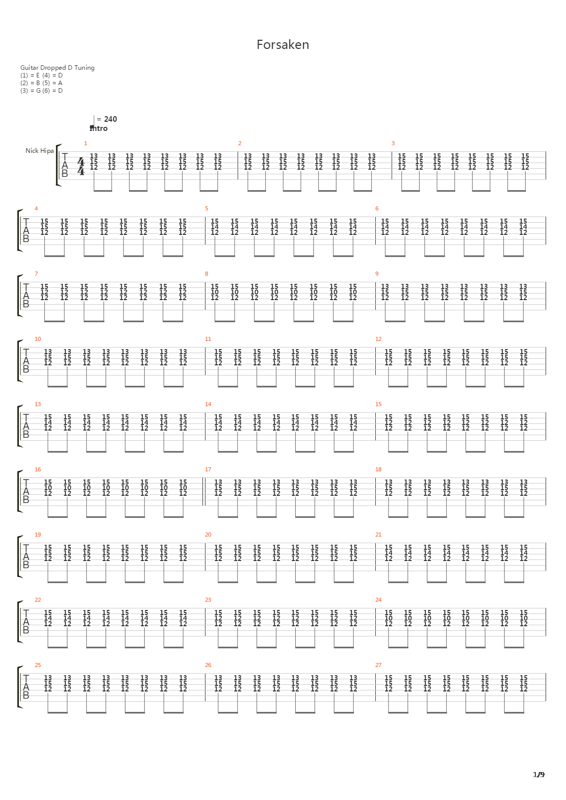 Forsaken吉他谱