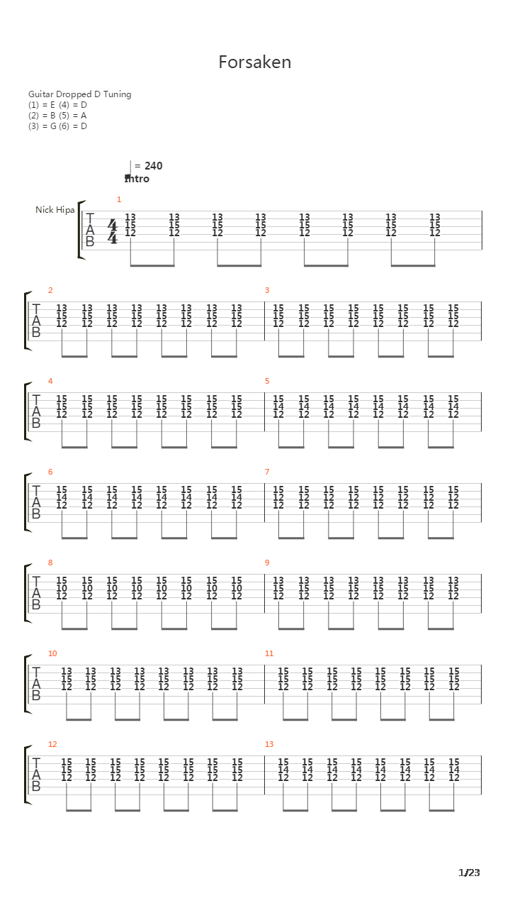 Forsaken吉他谱
