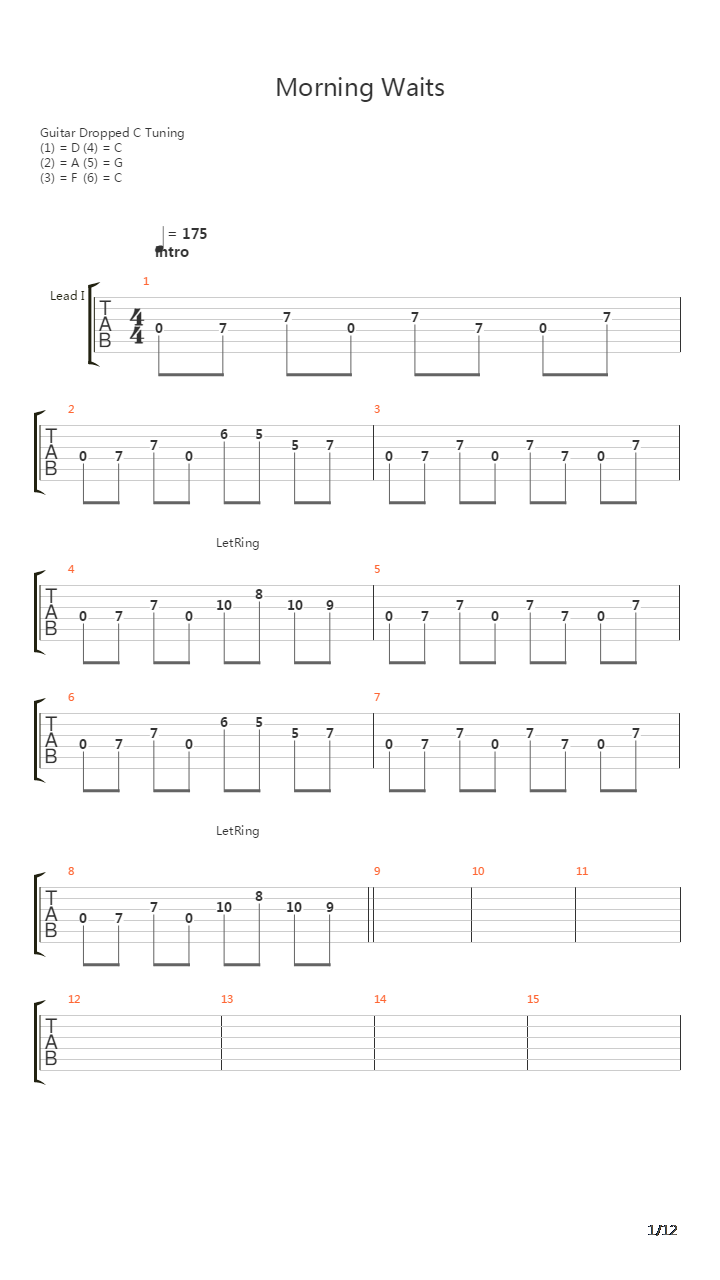 Morning Waits吉他谱