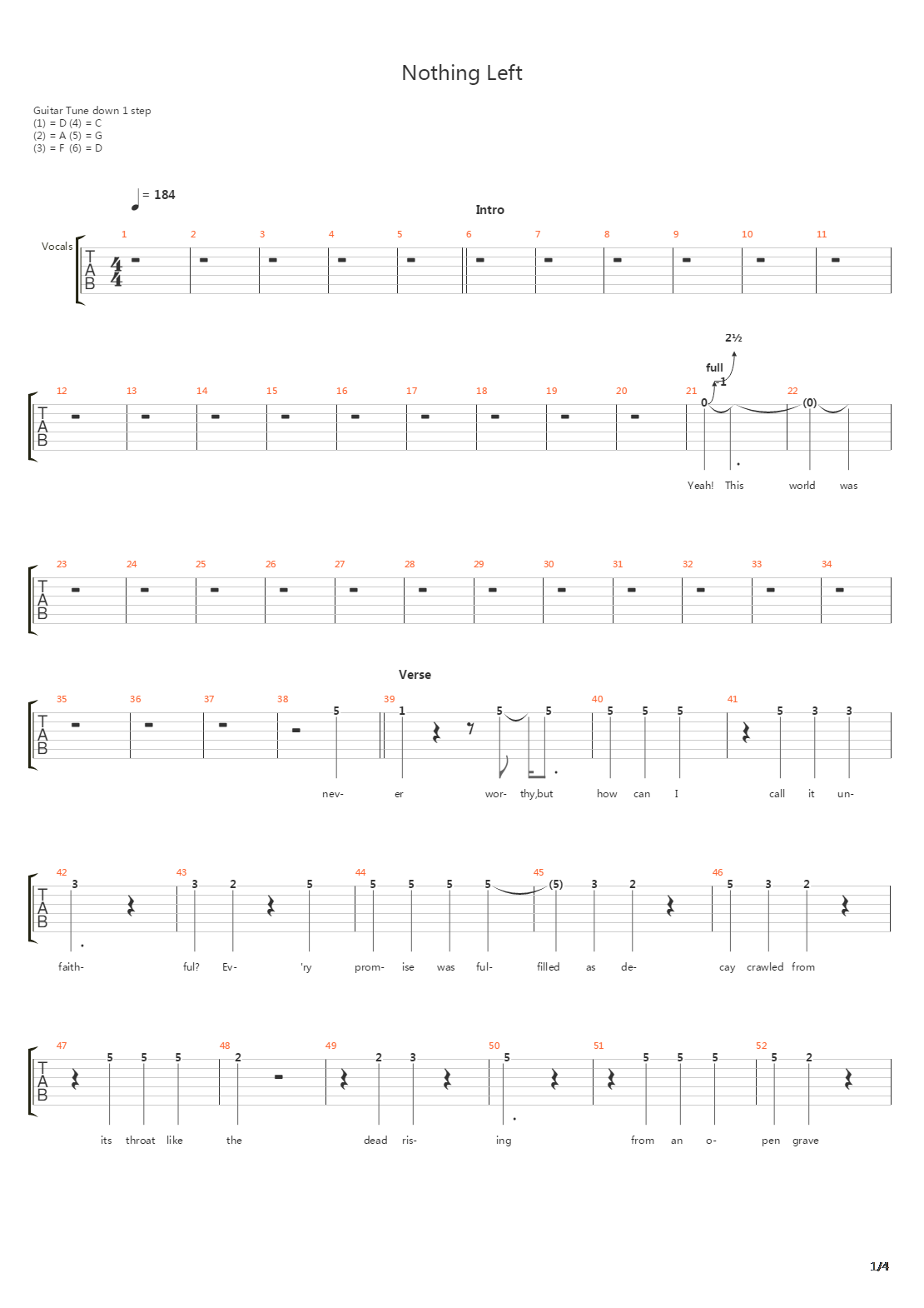 Nothing Left吉他谱
